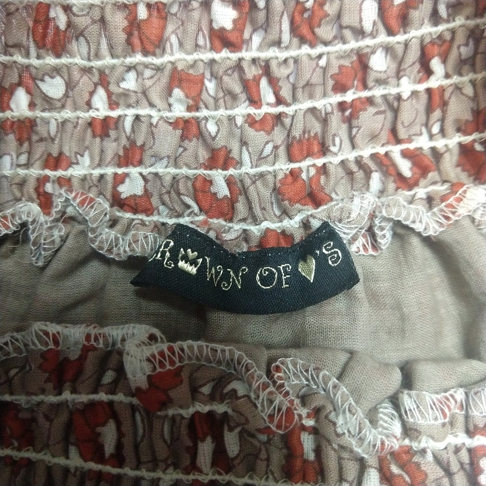 Cotton Smocked Waist Paisley Skirt Small - Picture 4 of 7